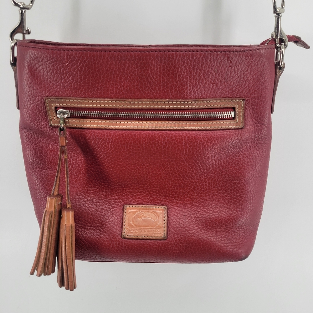 Dooney & Bourke Red Burgundy Pebbled Leather Crossbody Bag